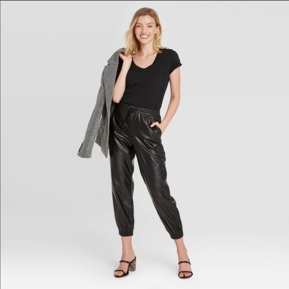 NWT! Faux leather joggers